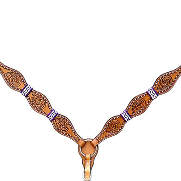 HILASON Western Horse Breast Collar Rawhide Braided American Leather Tan